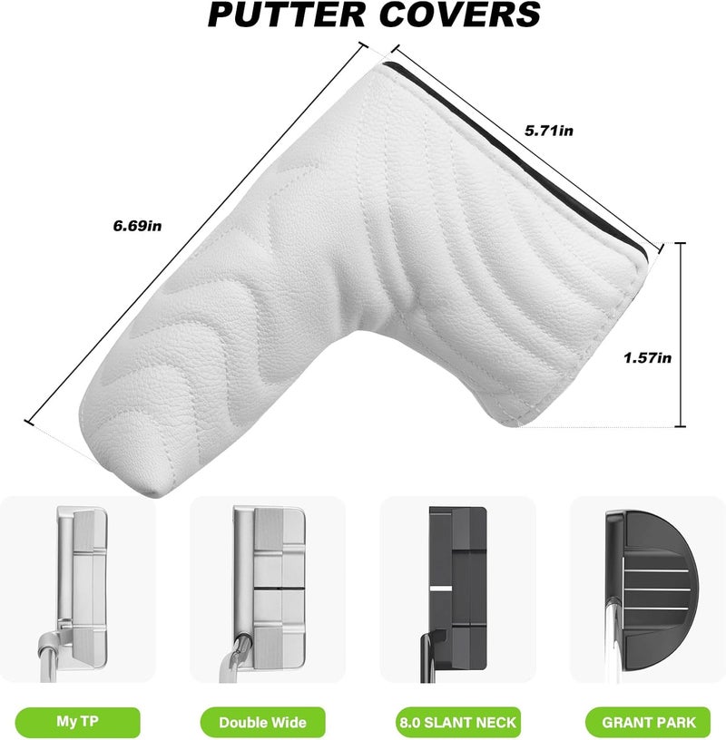 PONADA 4pcs or 1pc Golf Club Head Covers for Woods, Driver, Fairway, Hybrid – Premium PU Leather with Interchangeable Tags & Magnetic Blade and Mallet Putter Covers - Image 2